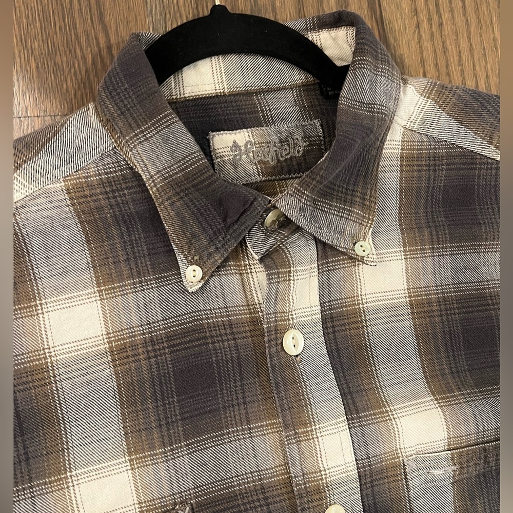HARTFIELD FLANNELS brown and cream checkers size Large 100% cotton - Picture 7 of 9